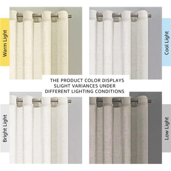 Linen Curtains Natural Blended Curtain Panels for Living Room/Light Reducing - Picture 3 of 6